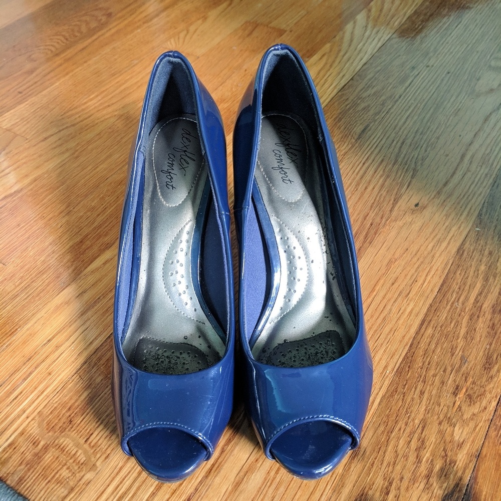 Dark blue peep toe heels